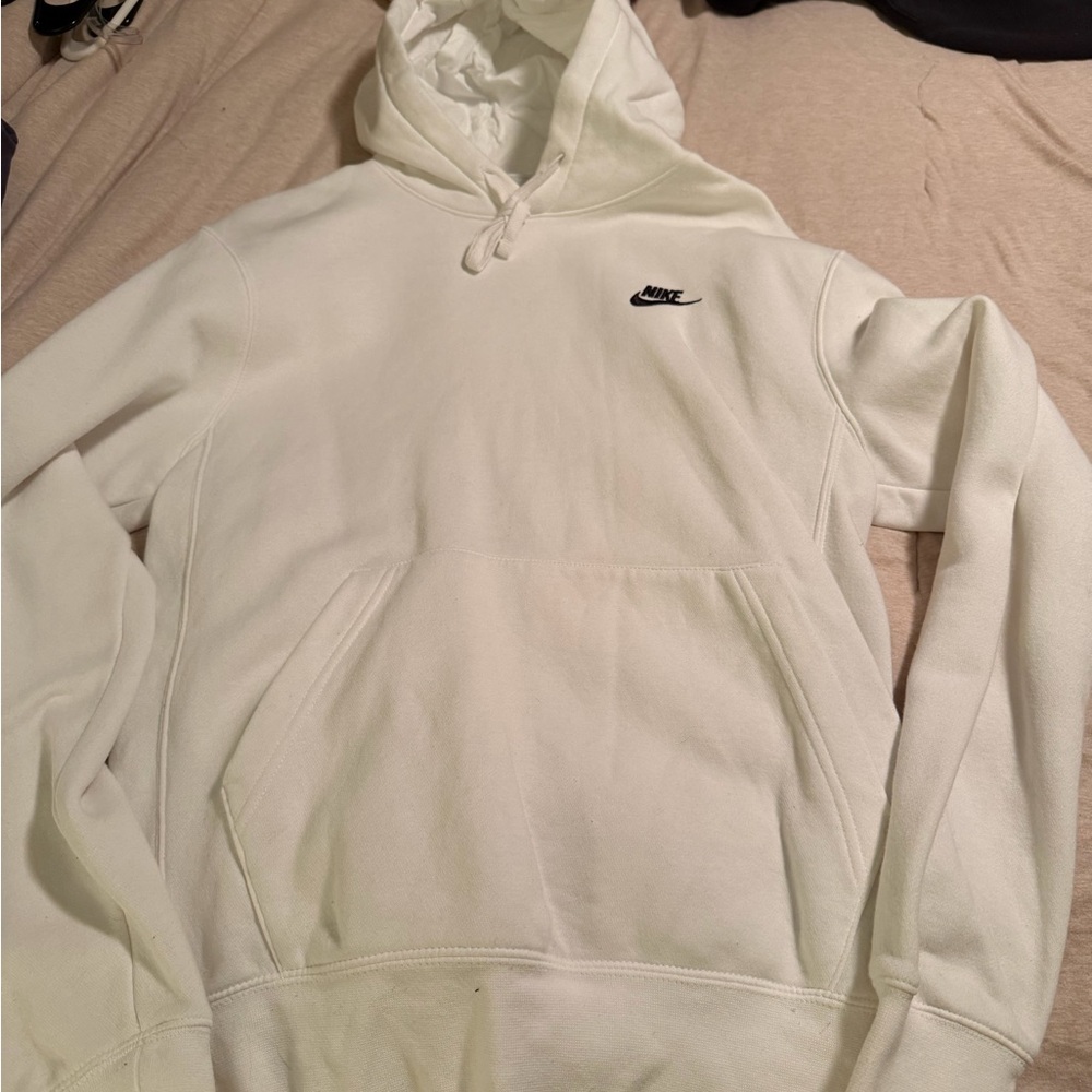 Nike White Pullover Hoodie with Black Swoosh